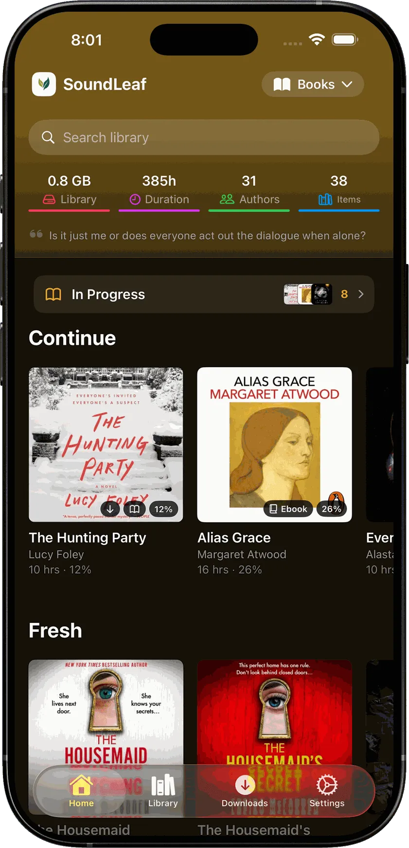 SoundLeaf in the Gold theme