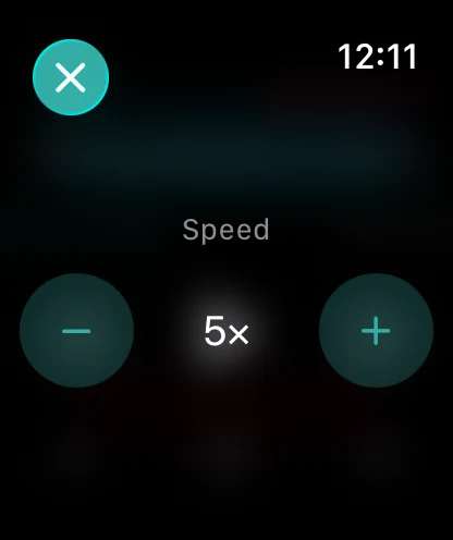 SoundLeaf's Apple Watch playback speed control set to 5×