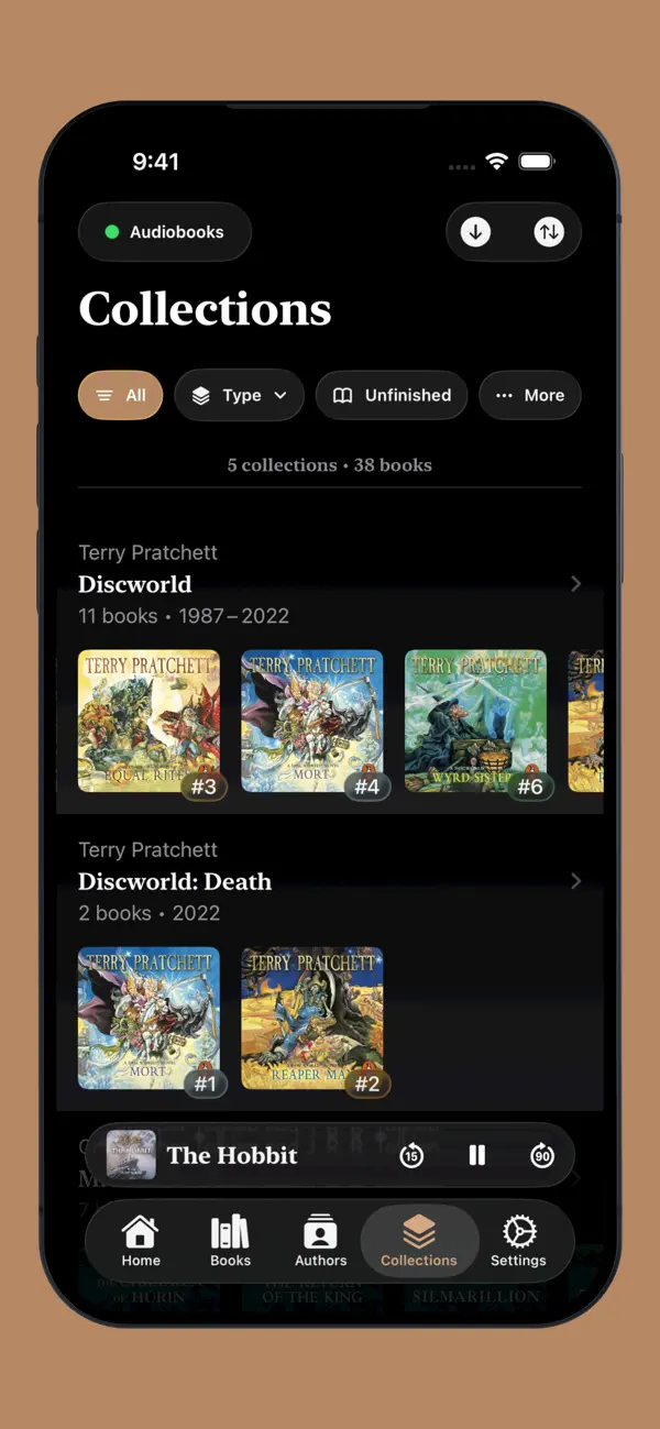 Official Prologue promotional image showing audiobook collections.